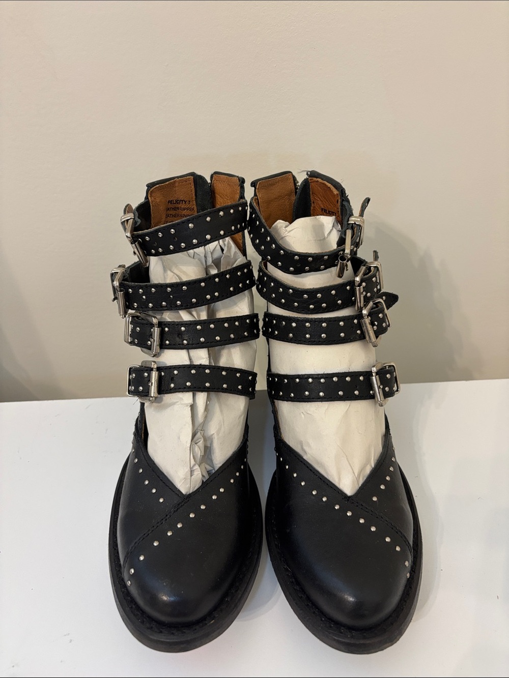 Freebird by Steven Black Studded Multi-Strap Ankle Boots